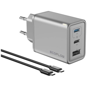 Chargeur multiple USB Ecoflow Rapid Silver 65W avec câble USB-C.