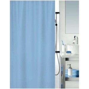 Tenda da doccia MSV celeste in poliestere, 200x120 cm, idrorepellente.