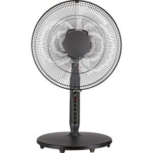 Schwarzer Standventilator Silent, Ø 40 cm, 135 cm hoch, mit Fernbedienung.