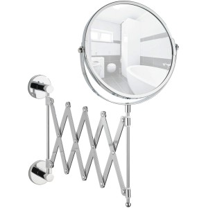 Miroir cosmétique télescopique Wenko Elegance, chromé, pour montage mural.