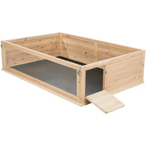Trixie Enclos intérieur pour petits animaux en bois/plastique pour cochons d'Inde, avec façade en verre acrylique et rampe.