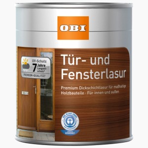 Dose OBI Tür- und Fensterlasur Friesenblau, Holzlasur für Innen & Außen.