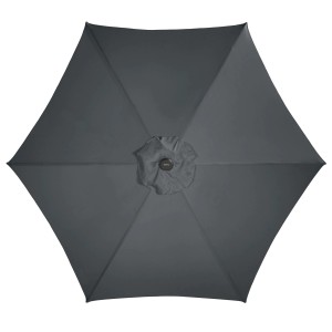 Derby Marktschirm Basic Lift Neo, Ø 286 cm, anthrazit, von unten. Sonnenschirm mit Kurbel.