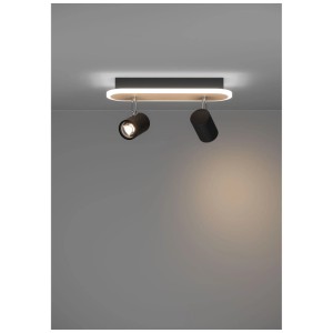 Eglo Rimbocchi LED-Spotbalken mit 2 GU10-Spots, Stahl/Holzoptik, schwarz, 12W, 1500lm.