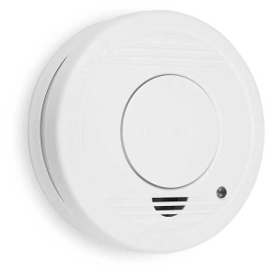 Détecteur de fumée blanc RM250 avec pile, diamètre 10 cm, pour montage en surface.