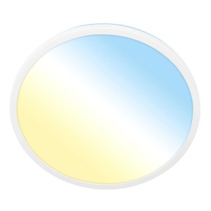 Plafonnier LED Briloner Kada blanc et plat avec température de couleur réglable.