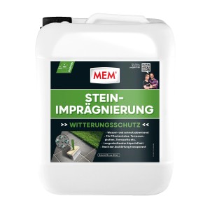 Bidon blanc de 5L d'imperméabilisant pour pierre MEM pour surfaces absorbantes, produit d'étanchéité pour la construction.