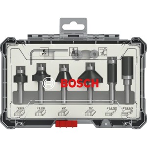 Set di frese per bordi e angoli Bosch, 6 pezzi, codolo 8 mm in scatola.