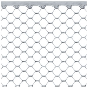 Grillage de protection argenté Tenax Exagon en polyéthylène avec structure à mailles hexagonales.