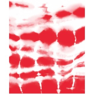 Rotes Batikmuster auf Stoff, erstellt mit Kreul Javana Textilfarbe. Bastelfarbe für individuelle Designs.