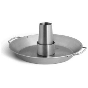 Burnhard girarrosto per pollo in acciaio inox con contenitore per aromi e vaschetta per verdure grigliate.