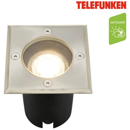 Telefunken Bodeneinbaustrahler eckig Alu Edelstahl GU10 / 10 x 10 x 11,5 cm
