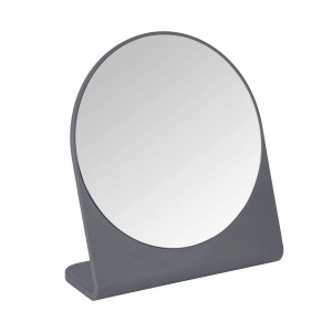 Specchio cosmetico Wenko Marcon antracite, specchio rotondo con base per bagno e toeletta.