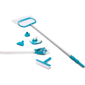 Intex Kit de nettoyage Deluxe pour piscine : Épuisette, brosse, aspirateur et manche télescopique.