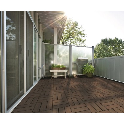 WPC-Klickfliese Struktur gehobelt Terra 30 x 30 cm / 4 Stk.