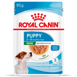 Royal Canin Mini Puppy cibo umido per cuccioli di piccola taglia, confezione da 85g.