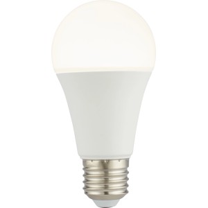 Lampadina LED E27 bianca accesa, forma a globo, 13W, luce bianca neutra 4000K.