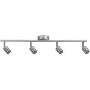 Faretto nickel con 4 luci, GU10, 10W, lampada da parete in metallo.