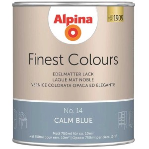 Alpina Finest Colours Buntlack Calm Blue, 750ml Dose, edelmatt für Innenräume.