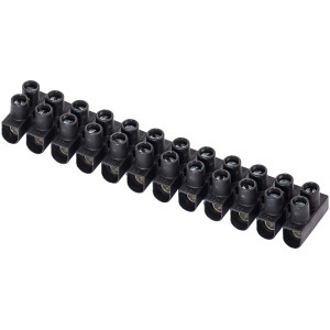 Borniers noirs à 12 pôles pour câbles de 1,5 à 4 mm², 10 pièces.