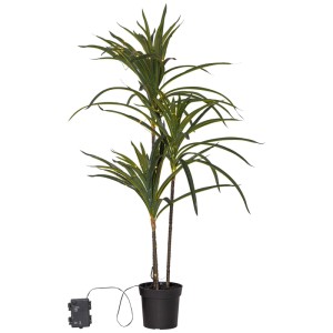 Dekorativer LED Kunstbaum Bali, grüne Blätter, warmweisses Licht, für Innen, 90cm hoch.