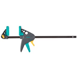 wolfcraft Serre-joint à une main EHZ Pro 65-300, outil de serrage avec poignée grise et éléments turquoise.