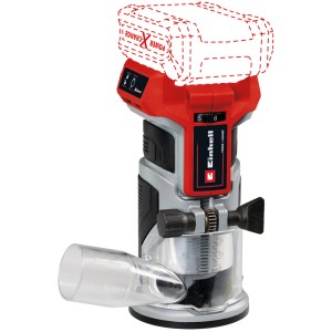 Einhell TP-ET 18 Li BL rifilatore a batteria (senza batteria). Fresatrice rossa e argento con protezione trasparente.
