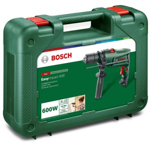 Trapano a percussione Bosch EasyImpact 600 nella custodia verde.