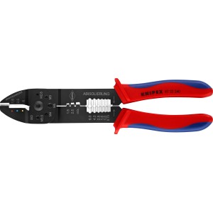 Pinza a crimpare Knipex, 240mm, con manici multicomponente, per tagliare, spellare e crimpare.