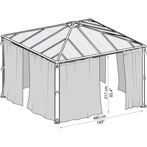 Set di tende Palram Canopia per gazebo Palermo 4.3x4.3 antracite, vista laterale.