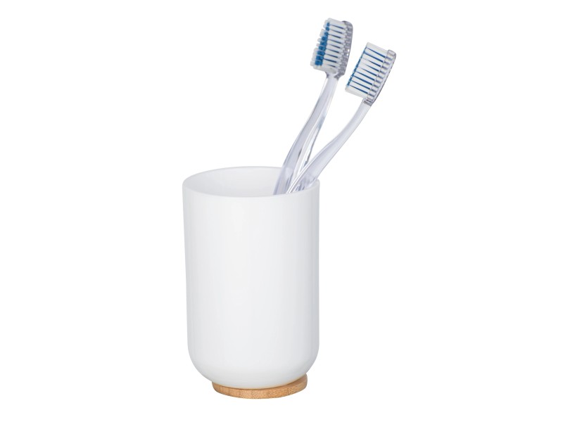 Wenko Portaspazzolino da denti Posa bambù / plastica Bianco