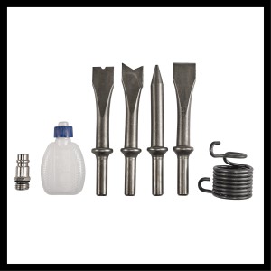 Einhell TC-PC 45 : jeu de 4 burins, flacon d'huile, embout et ressort pour marteau burineur pneumatique.