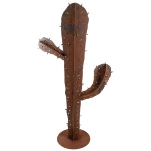 Rostfarbener Metall Kaktus als Gartendeko, 150cm hoch. Dekorative Gartenfigur im authentischen Look.