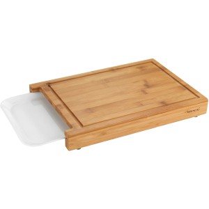 Wenko Schneidebrett Bruno aus Bambus mit weißem Tablett, 35x25 cm.