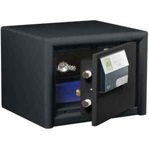 Cassaforte Burg-Wächter Combi-Line CL 410 E con porta aperta, oggetti di valore all'interno.