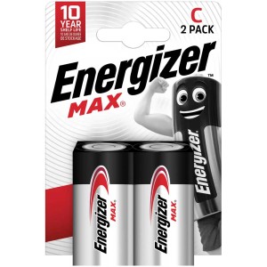 Energizer Max Alkaline Baby C, confezione da 2. Batterie C per dispositivi di uso quotidiano.