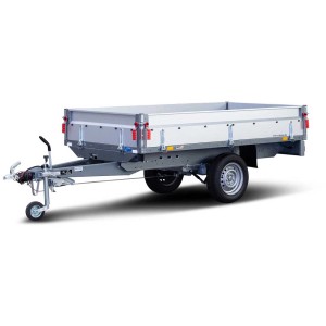 Remorque freinée Stema Basic SH 1300-25-13.1 avec ridelles argentées et roue jockey.