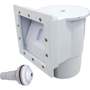 Steinbach Skimmer Set S1 : Skimmer de piscine blanc avec buse de refoulement et plaque d'aspiration.