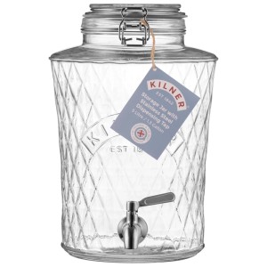 Dispenser bevande Kilner Diamond, 5 l, in vetro con rubinetto per conservare le bevande con stile.