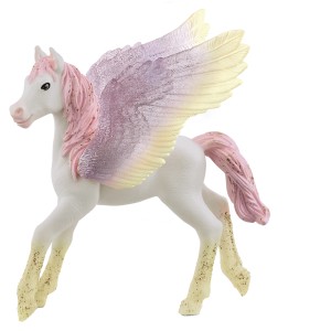 Schleich Poulain Pégase Bayala, figurine détaillée avec ailes et crinière rose.