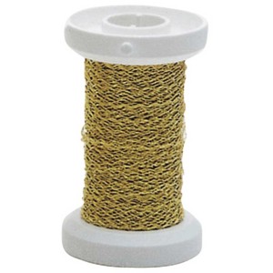 Spule mit goldfarbenem Effektdraht aus Messing, 0,25 mm stark, 60 m lang, zum Schmuckbasteln.