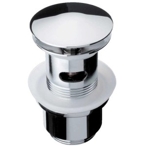 Soupape de vidange à clapet chromée design pour lavabos avec trop-plein, verrouillable.