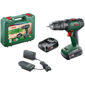 Set avvitatore a percussione a batteria Bosch Universal Impact 18V con batterie, caricabatterie e custodia.