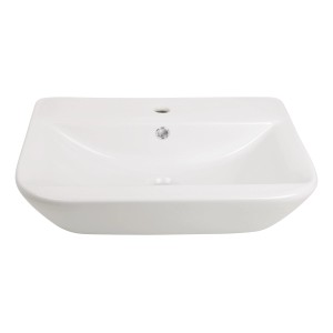 Lavabo bianco leNado aquaSu con troppopieno e foro per rubinetto.