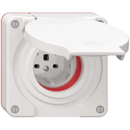 Feller Steckdose Nevo 1 x Typ25 IP55 Weiss Gr. 1 x 1