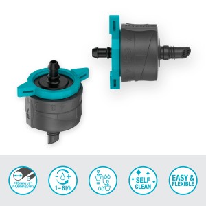 Gocciolatore finale regolabile Gardena per irrigare piante singole nel Micro-Drip-System.