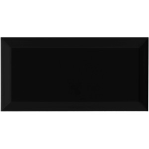 Piastrella da parete Facette Metro nera lucida, 10x20 cm, per bagno e cucina.
