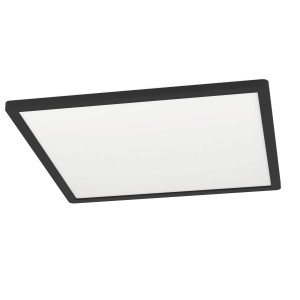 Plafonnier LED carré noir Expert Minerario, 39x39 cm, adapté aux pièces humides.