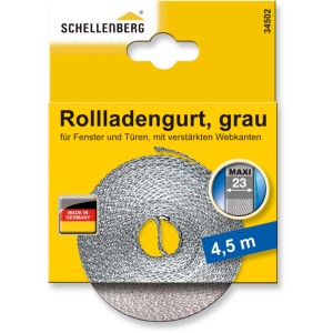 Sangle de volet roulant Schellenberg Maxi, 23mm large, 4,5m long, grise. Sangle pour volets.