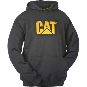 Sweat à capuche Cat noir taille M pour vêtements de travail avec logo jaune.